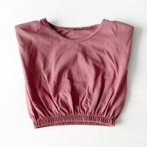 Zara Cropped Shoulder Pad Top